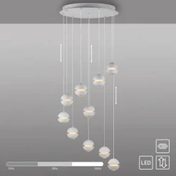 Schöner Wohnen-Kollektion LED Pendelleuchte LINI, weiss, 10-flammig, dimmbar