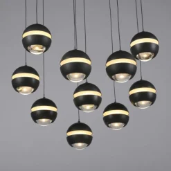 Schöner Wohnen-Kollektion LED Pendelleuchte LINI schwarz, 10-flammig, dimmbar