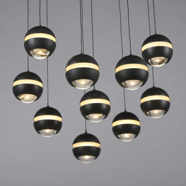 Schöner Wohnen-Kollektion LED Pendelleuchte LINI schwarz, 10-flammig, dimmbar