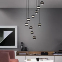 Schöner Wohnen-Kollektion LED Pendelleuchte LINI schwarz, 10-flammig, dimmbar
