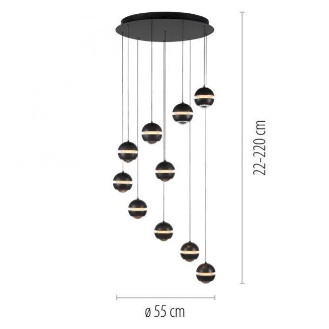 Schöner Wohnen-Kollektion LED Pendelleuchte LINI schwarz, 10-flammig, dimmbar