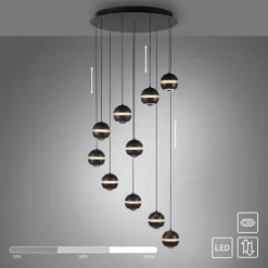 Schöner Wohnen-Kollektion LED Pendelleuchte LINI schwarz, 10-flammig, dimmbar