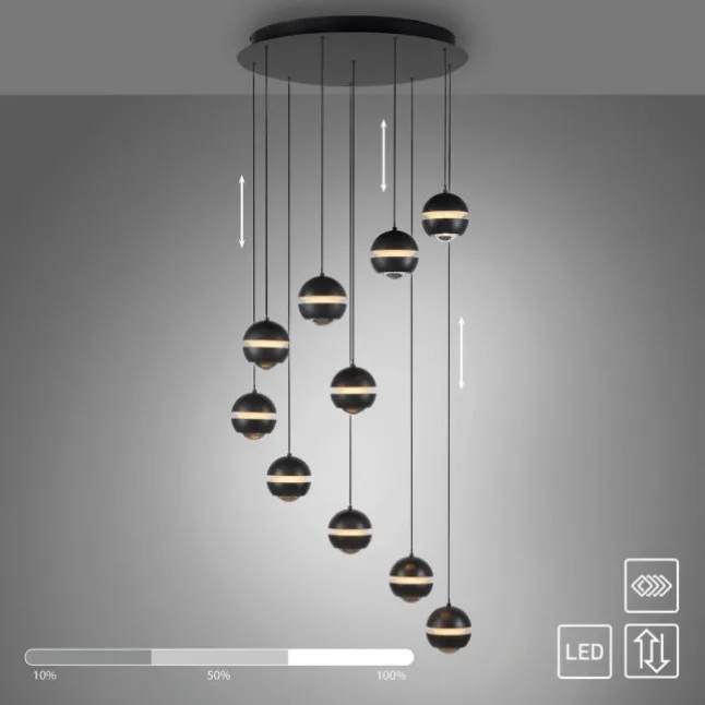 Schöner Wohnen-Kollektion LED Pendelleuchte LINI schwarz, 10-flammig, dimmbar