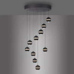 Schöner Wohnen-Kollektion LED Pendelleuchte LINI schwarz, 10-flammig, dimmbar
