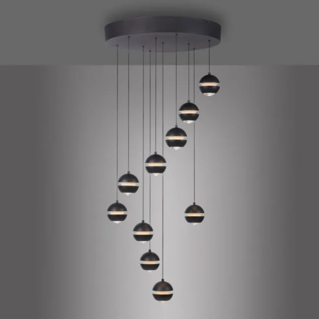 Schöner Wohnen-Kollektion LED Pendelleuchte LINI schwarz, 10-flammig, dimmbar