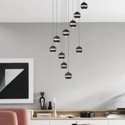 Schöner Wohnen-Kollektion LED Pendelleuchte LINI schwarz, 10-flammig, dimmbar