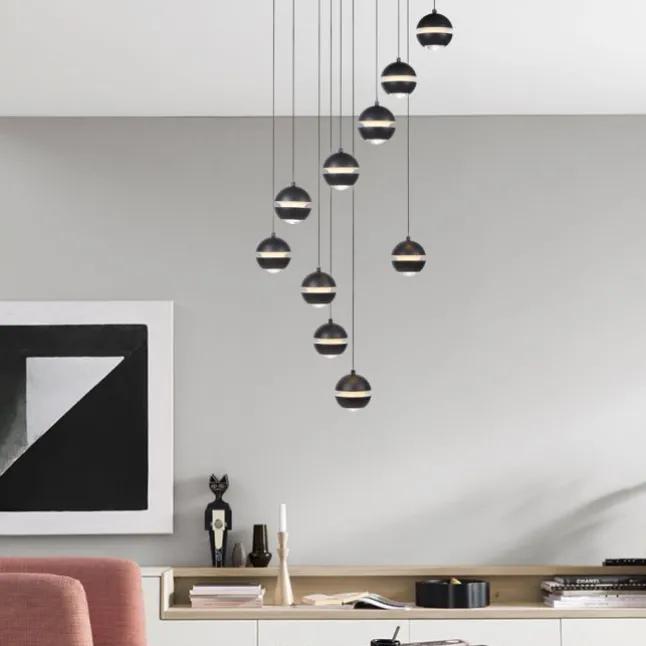 Schöner Wohnen-Kollektion LED Pendelleuchte LINI schwarz, 10-flammig, dimmbar