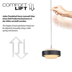 Schöner Wohnen Kollektion LED Pendelleuchte Elmo, schwarz Comfort Lift