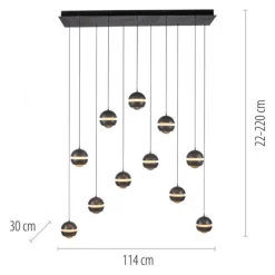 Schöner Wohnen-Kollektion LED Pendelleuchte LINI schwarz, 11-flammig, dimmbar