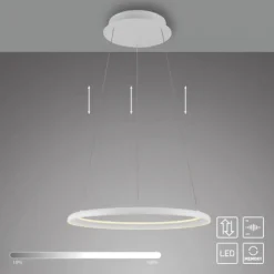 Schöner Wohnen-Kollektion LED Pendelleuchte QUILLO, weiss, rund, dimmbar, Lift