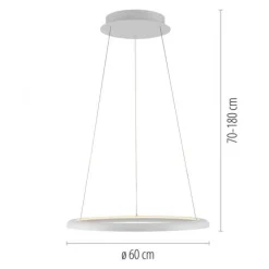 Schöner Wohnen-Kollektion LED Pendelleuchte QUILLO, weiss, rund, dimmbar, Lift