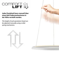 Schöner Wohnen-Kollektion LED Pendelleuchte QUILLO, weiss, rund, dimmbar, Lift