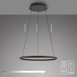 Schöner Wohnen-Kollektion LED Pendelleuchte QUILLO, schwarz, dimmbar, Comfort Lift