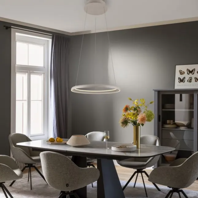 Schöner Wohnen-Kollektion LED Pendelleuchte QUILLO, sandfarben, dimmbar, Memoryfunktion