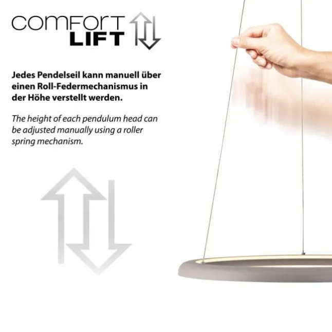 Schöner Wohnen-Kollektion LED Pendelleuchte QUILLO, sandfarben, dimmbar, Memoryfunktion