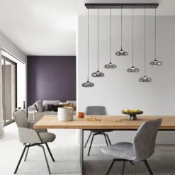 Schöner Wohnen-Kollektion LED Pendelleuchte POSH, grau, 7-flammig, dimmbar
