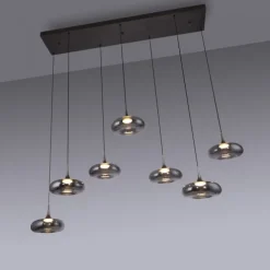 Schöner Wohnen-Kollektion LED Pendelleuchte POSH, grau, 7-flammig, dimmbar