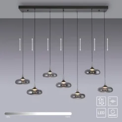 Schöner Wohnen-Kollektion LED Pendelleuchte POSH, grau, 7-flammig, dimmbar