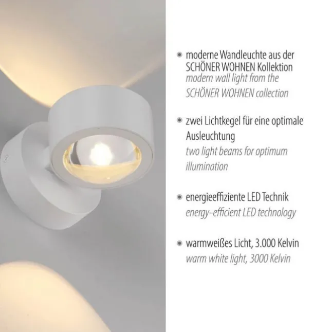 Schöner Wohnen-Kollektion LED Wandleuchte CHIA, weiss, Up- & Down Light