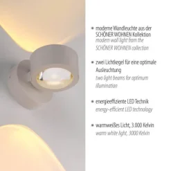 Schöner Wohnen-Kollektion LED Wandleuchte CHIA, Sandfarben, Up- & Downlight