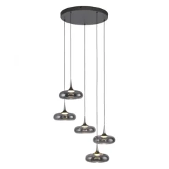 Schöner Wohnen-Kollektion LED Pendelleuchte POSH, grau, 5-flammig, dimmbar