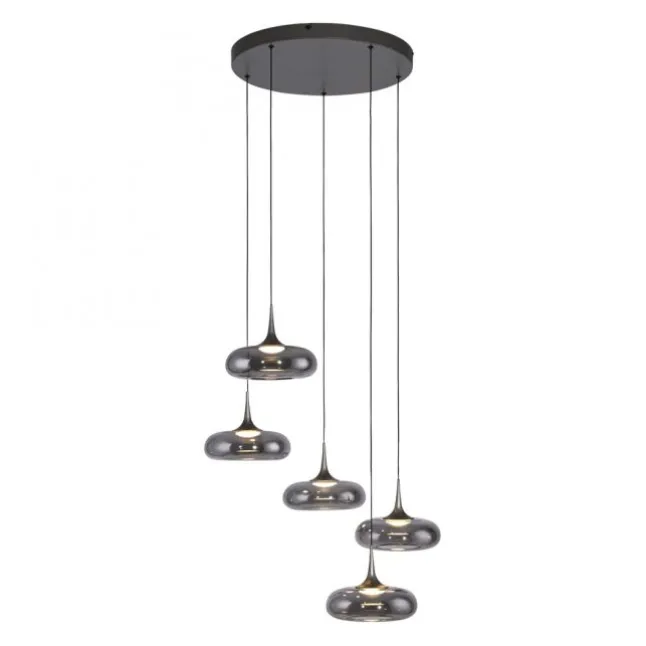 Schöner Wohnen-Kollektion LED Pendelleuchte POSH, grau, 5-flammig, dimmbar