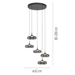 Schöner Wohnen-Kollektion LED Pendelleuchte POSH, grau, 5-flammig, dimmbar