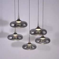 Schöner Wohnen-Kollektion LED Pendelleuchte POSH, grau, 5-flammig, dimmbar