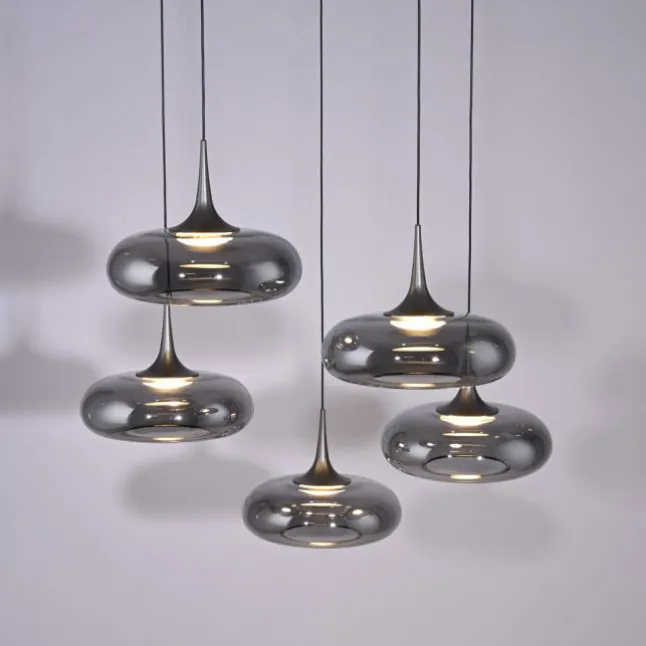 Schöner Wohnen-Kollektion LED Pendelleuchte POSH, grau, 5-flammig, dimmbar