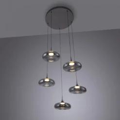 Schöner Wohnen-Kollektion LED Pendelleuchte POSH, grau, 5-flammig, dimmbar