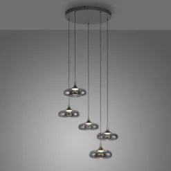 Schöner Wohnen-Kollektion LED Pendelleuchte POSH, grau, 5-flammig, dimmbar