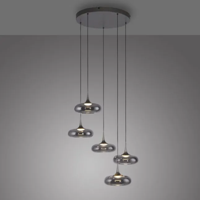 Schöner Wohnen-Kollektion LED Pendelleuchte POSH, grau, 5-flammig, dimmbar