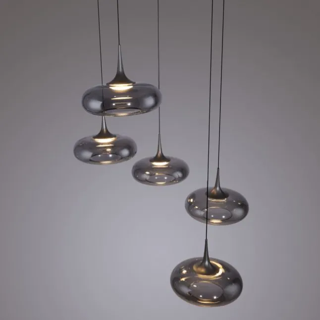 Schöner Wohnen-Kollektion LED Pendelleuchte POSH, grau, 5-flammig, dimmbar