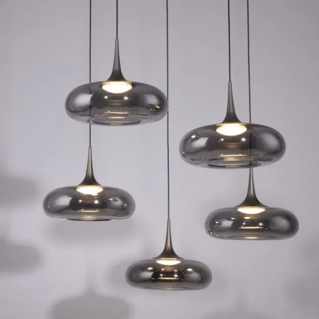 Schöner Wohnen-Kollektion LED Pendelleuchte POSH, grau, 5-flammig, dimmbar