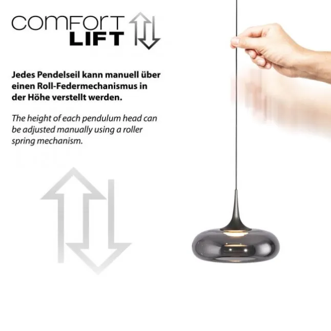 Schöner Wohnen-Kollektion LED Pendelleuchte POSH, grau, 5-flammig, dimmbar