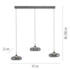 Schöner Wohnen-Kollektion LED Pendelleuchte POSH, grau, dimmbar, Comfort Lift