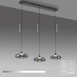 Schöner Wohnen-Kollektion LED Pendelleuchte POSH, grau, dimmbar, Comfort Lift