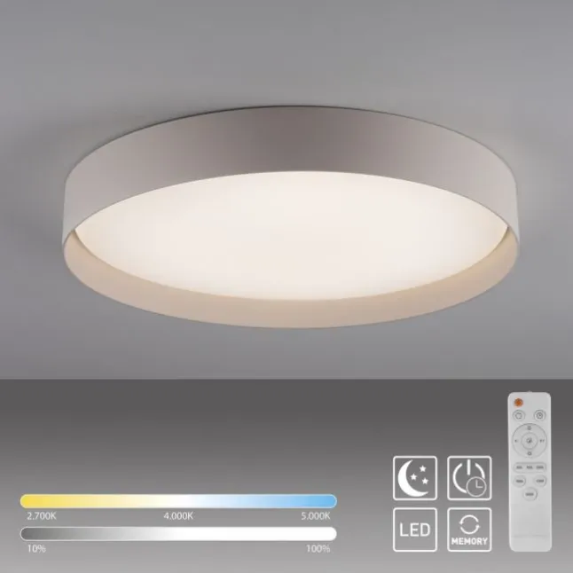 Schöner Wohnen-Kollektion LED Deckenleuchte TAVOLI, sandfarben, rund D=49cm, CCT, Fernbedienung
