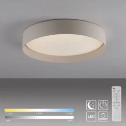 Schöner Wohnen-Kollektion LED Deckenleuchte TAVOLI, Sandfarben, rund D=39cm, dimmbar, Fernbedienung
