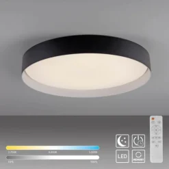 Schöner Wohnen-Kollektion LED Deckenleuchte TAVOLI, schwarz, rund D=49cm, dimmbar, Fernbedienung
