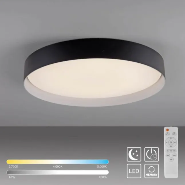 Schöner Wohnen-Kollektion LED Deckenleuchte TAVOLI, schwarz, rund D=49cm, dimmbar, Fernbedienung