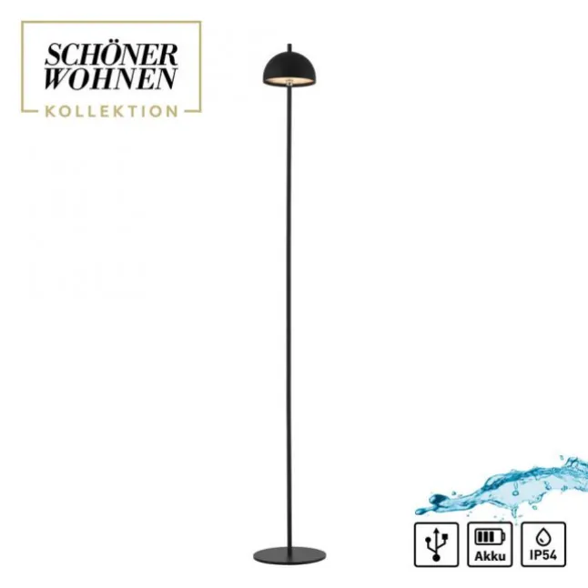 Schöner Wohnen-Kollektion LED Akku Stehleuchte BELLIES, schwarz, aufladbar, USB-Ladekabel
