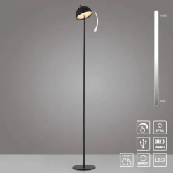 Schöner Wohnen-Kollektion LED Akku Stehleuchte BELLIES, schwarz, aufladbar, USB-Ladekabel