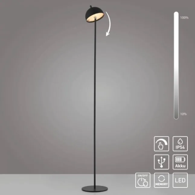 Schöner Wohnen-Kollektion LED Akku Stehleuchte BELLIES, schwarz, aufladbar, USB-Ladekabel