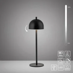 Schöner Wohnen-Kollektion LED Akku Tischleuchte BELLIES, schwarz, aufladbar, USB-Ladekabel
