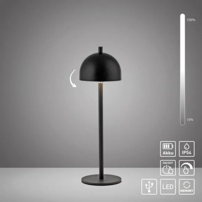 Schöner Wohnen-Kollektion LED Akku Tischleuchte BELLIES, schwarz, aufladbar, USB-Ladekabel