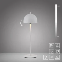 Schöner Wohnen-Kollektion LED Akku Tischleuchte BELLIES, weiss, aufladbar, USB-Ladekabel