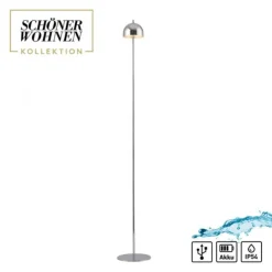 Schöner Wohnen-Kollektion LED Akku Stehleuchte BELLIES, chrom, aufladbar, USB-Ladekabel