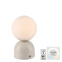 Schöner Wohnen-Kollektion LED Akku Tischleuchte RUDI, Sandfarben, USB Ladekabel