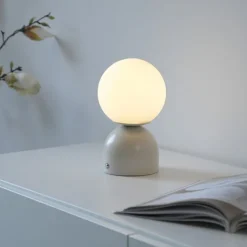 Schöner Wohnen-Kollektion LED Akku Tischleuchte RUDI, Sandfarben, USB Ladekabel